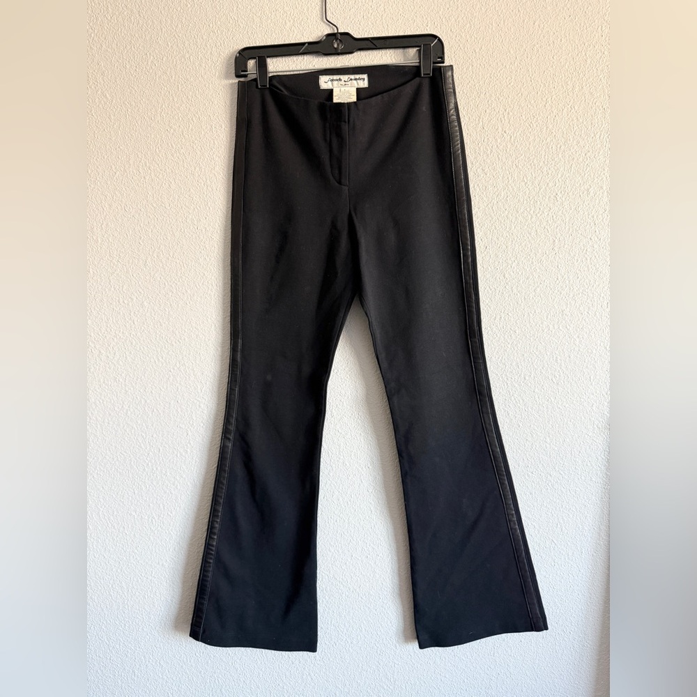 French Laundry - Black Flared
Pants Slacks Leather Seams Size 4